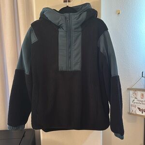 Free People FP Movement fleece jacket - teal - hooded - size L excellent cond